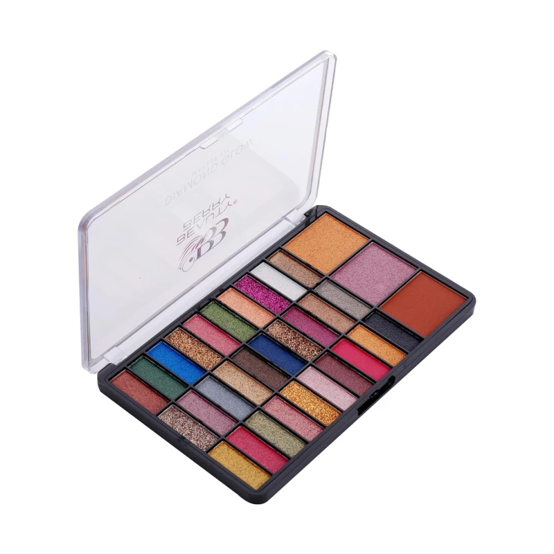 Beauty Berry Diamond Glow Makeup and Eyeshadow Kit | 30 Highly Pigmented Matte Eyeshadows with 2 Highlighters and 1 Blusher | Easily Blendable & Long Wearing Eyeshadow Palette (Shade - 02) Makeup