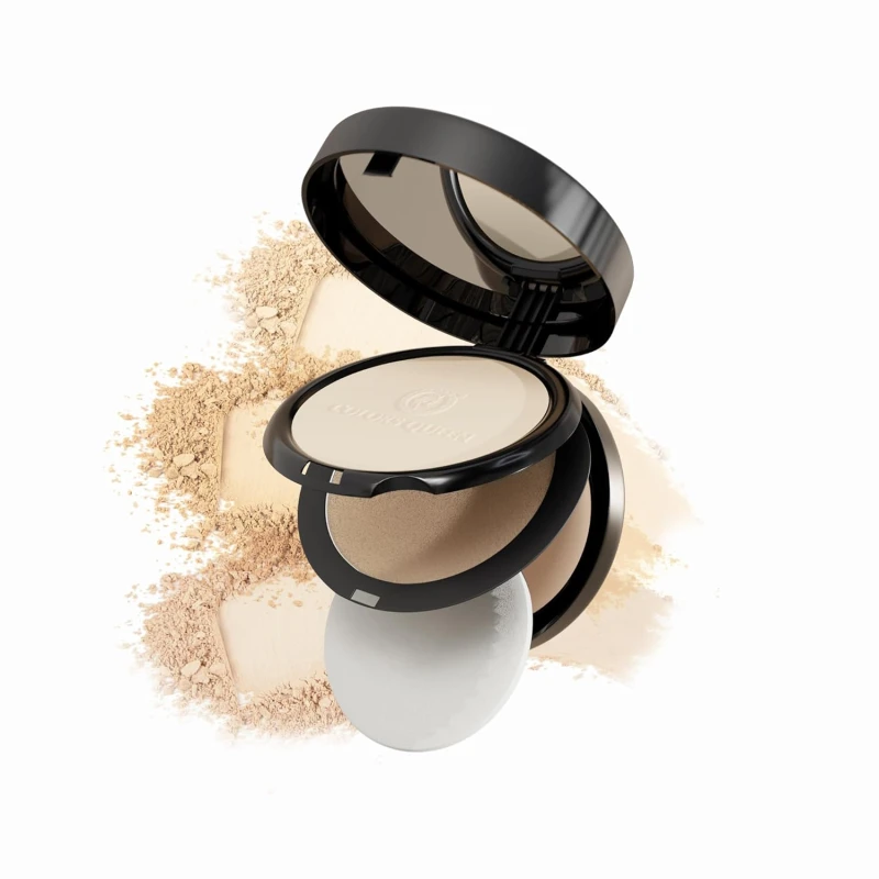 Colors Queen 3-in-1 Multi Effect Sun Block Compact Powder - 01 White Ivory, 30g | Long Lasting Compact Powder with Highlighter | Blends Effortlessly, Absorbs Oil, Lightweight Pressed Powder for Women