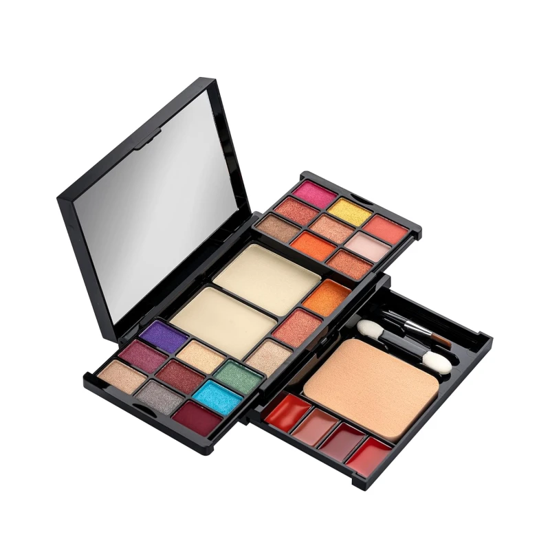 Colors Queen Eye See You Makeup Kit with 18 Shimmery Eyeshadows, 3 Highlighters, 2 Compact Powder, 2 Applicator and 1 Sponge | Eye, Face &amp; Lips Palette for Women (Multicolor-02, 29g) — Makeup — Colours queen cosmetics | colourheart