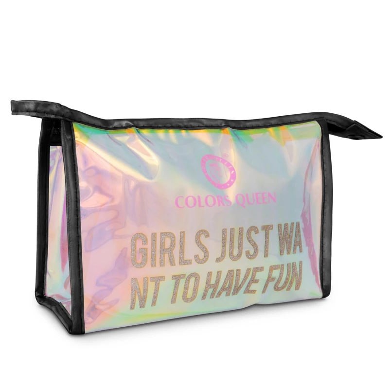 Colors Queen Girls Just Want to Have Fun Rainbow Makeup Pouch | Cosmetic Organizer Bag Waterproof Makeup Pouch for Women and Girl Makeup