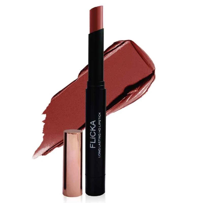 FLiCKA High Drama Creamy Matte Lipstick| Non-transfer HD Lipstick, Waterproof, Hydrating, Moisturizing, Upto 16Hrs, 08 Introvert, 3.2 Makeup