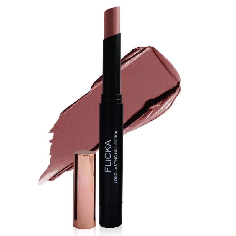 FLiCKA High Drama Creamy Matte Lipstick| Non-transfer HD Lipstick, Waterproof, Hydrating, Moisturizing, Upto 16Hrs, 12 Happy, 3.2 Makeup
