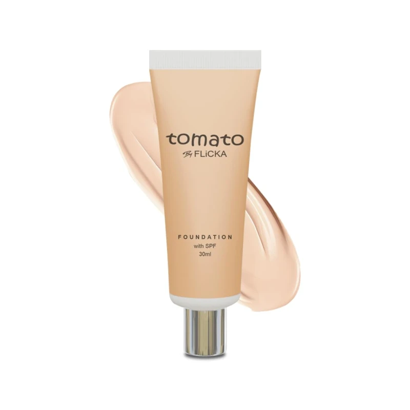 FLiCKA Tomato Liquid Foundation for Face Makeup 30ml | Light to Medium to Buildable Coverage | Moisturizing, Lightweight &amp; Long Lasting | All Skin Types | 01 Ivory — Makeup — FLICKA | colourheart