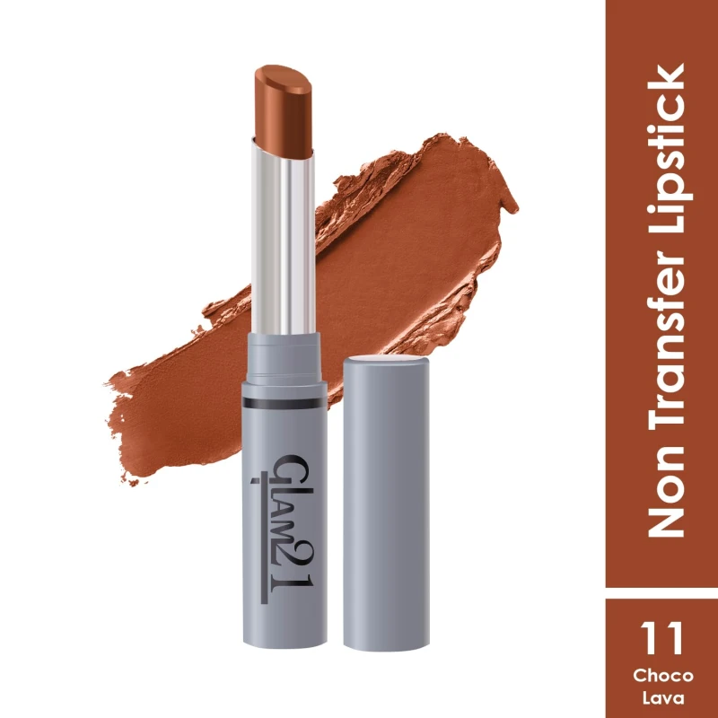 Glam 21 Long Lasting Non-Transfer Lipstick|Creamy Matte Formula | Smudge-Free | HD-Colored Lips - 2Gm|Choco Lava-11 — Makeup — GLAM 21 | colourheart