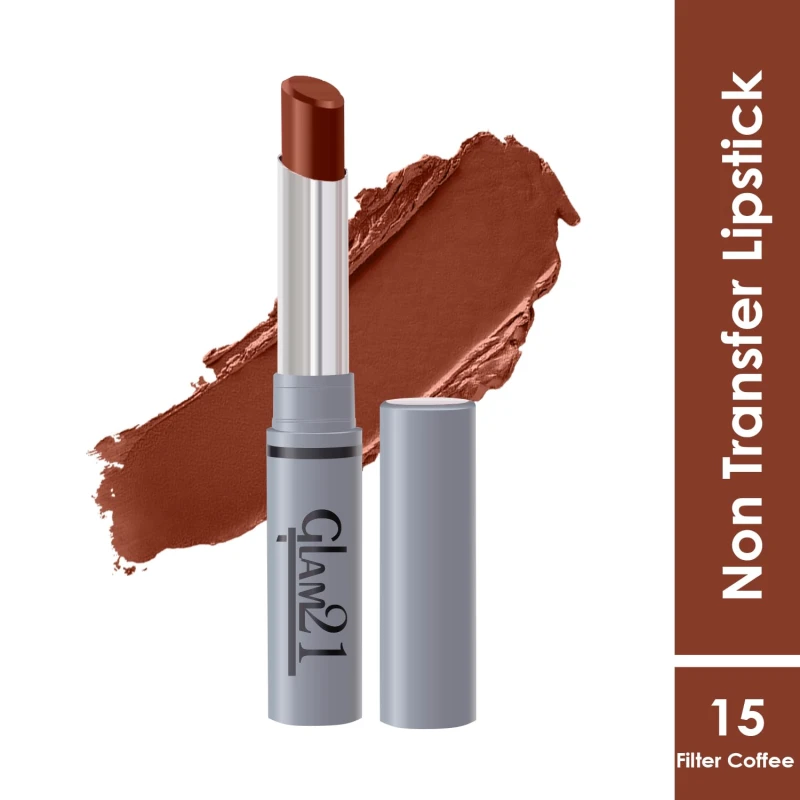 Glam 21 Long Lasting Non-Transfer Lipstick|Creamy Matte Formula | Smudge-Free | HD-Colored lips - 2gm|Fliter Coffee-15 — Makeup — GLAM 21 | colourheart