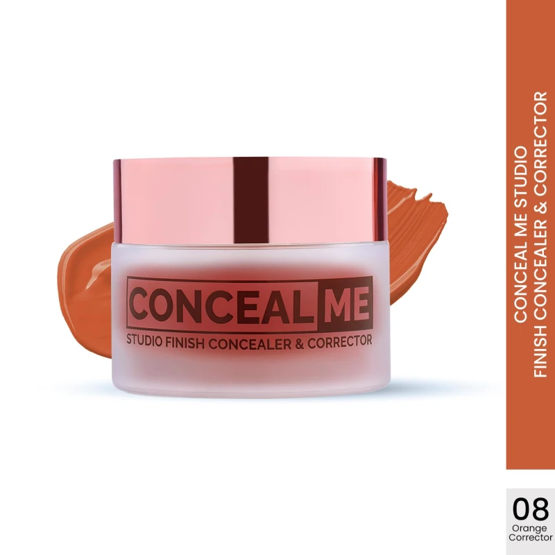 Glam21 Conceal Me Studio Finish Concealer &amp; Corrector |F ull Coverage Yet Lightweight | Easily Blendable Cream Concealer for Dark Circles &amp; Blemishes | 7gm-Orange Correctorr-08 — Makeup — GLAM 21 | colourheart