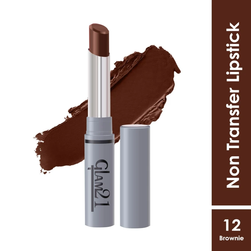 Glam21 Long Lasting Non-Transfer Lipstick|Creamy Matte Formula | Smudge-Free | HD-Colored lips - 2gm| Brownie-12 — Makeup — GLAM 21 | colourheart