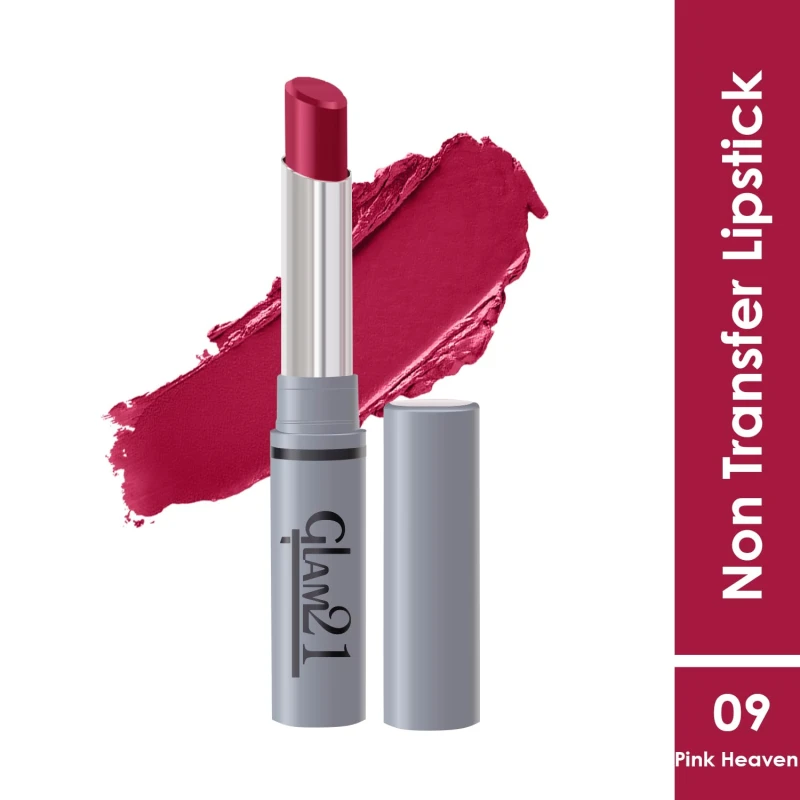 Glam21 Long Lasting Non-Transfer Lipstick|Creamy Matte Formula | Smudge-Free | HD-Colored lips - 2gm|Pink Heaven-09 — Makeup — GLAM 21 | colourheart