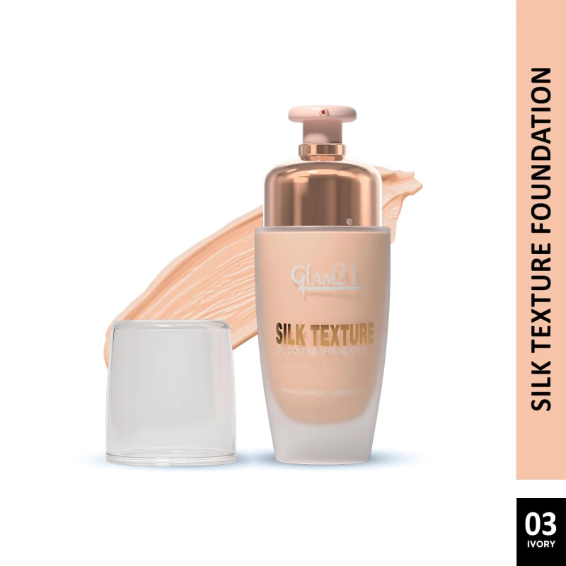 Glam21 Silk Foundation-Lightweight Hydrating Oil-free Formula for Long-lasting Makeup | Balance Skin pH Level | SPF35 UV Protection | Suitable for All Skin Type| 50gm,Ivory