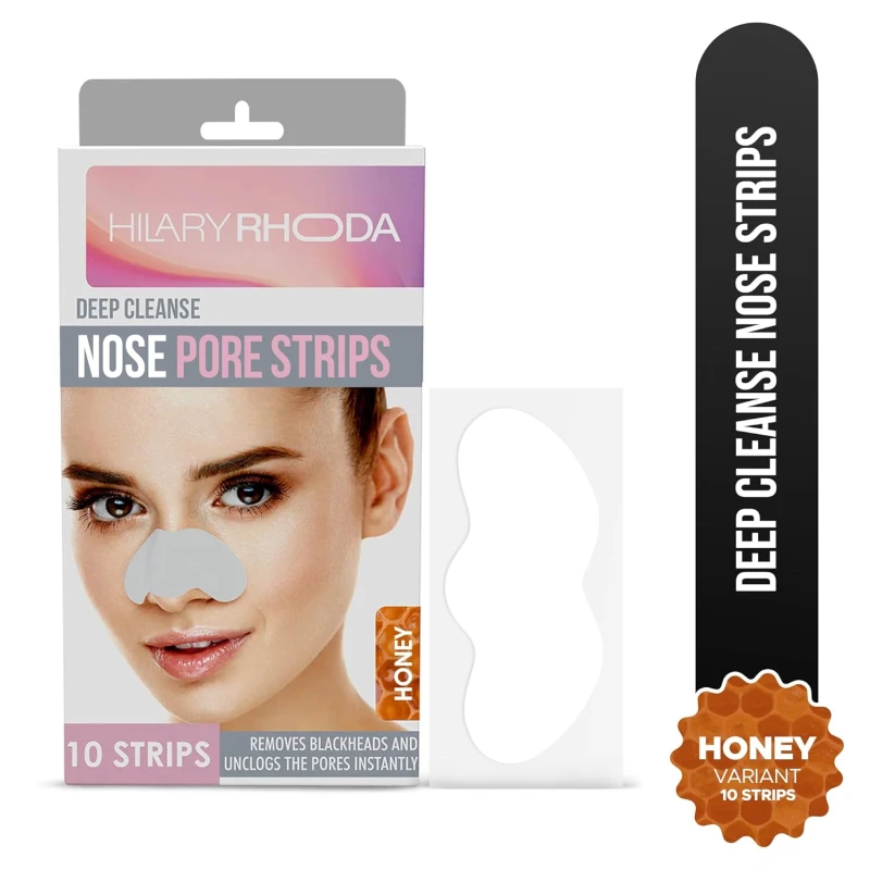 Hilary Rhoda Deep Cleanse Nose Strips | Instant Removal | Removes Blackheads | Removes Whiteheads | Deep Cleanses Skin & Removes Dirt & Oil | Formulated with Natural Extracts | 10 Strips (Honey - Shade 04) Makeup