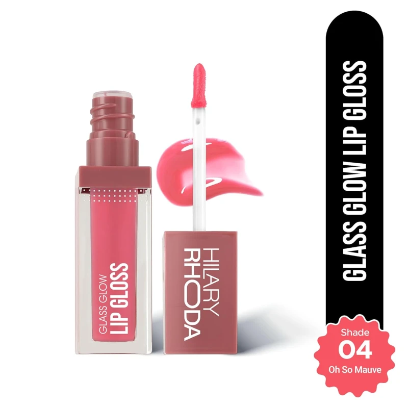 Hilary Rhoda Glass Glow Lip Gloss | Nourishing & Hydrating Lip Gloss | Sheer Coverage | High Shine | Juicy & Plump Lips | Glides on Smoothly | 5ml (Oh So Mauve - Shade 04) Makeup
