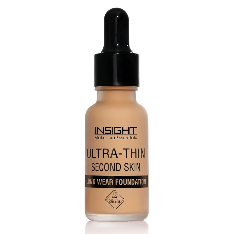 INSIGHT Ultra-Thin Second Skin Foundation 20ml | Long Wear Liquid Matte, Waterproof, Full Coverage, Oil-Free, SPF 15, Lightweight Base – Warm Nude Makeup