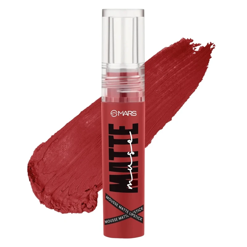 MARS Matte Muse Mousse Lipstick (3ml) (15-ROYAL HIGHNESS) with Doe-Foot Applicator | Highly Pigmented | Smooth Texture | Hydrating Formula | Blurry Lips Effect Makeup