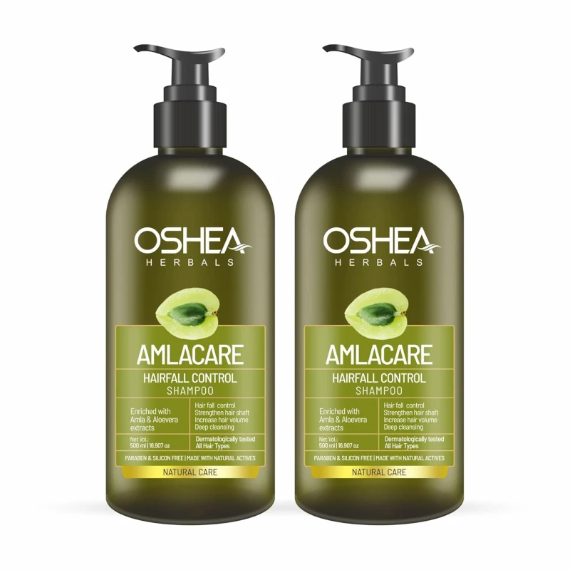 Oshea Herbals Amlacare Hairfall Control Shampoo for Men & Women | Strengthens Hair, Reduces Hairfall & Dandruff | Enriched with Aloe Vera & Amla Extracts - 500 ml (Pack of 2) HAIR CARE