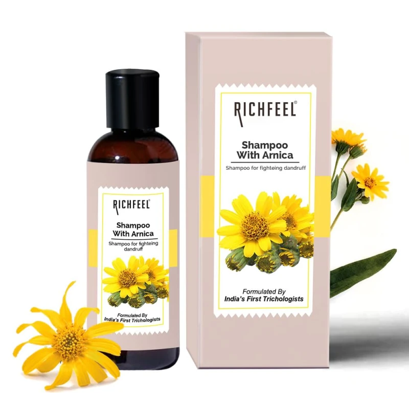 Richfeel Arnica Anti Dandruff Shampoo - Clears Dandruff Flakes, Relieves Excessive Oil, and Soothes Itching | 100 ml HAIR CARE