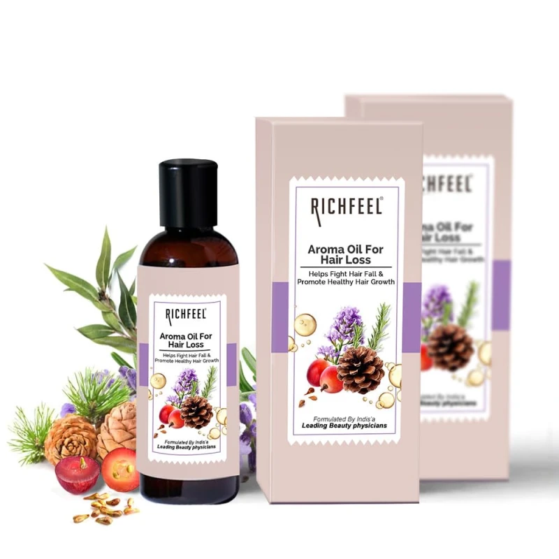Richfeel Oil For Hair Loss infused with Rosemary, Lavender & Grapeseed Oil | For Hair Fall Control and Hair Growth | (200ml (Pack of 2) HAIR CARE