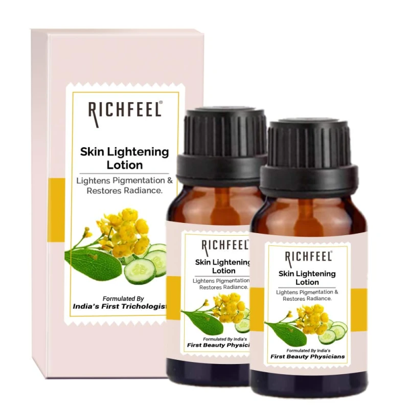 Richfeel Skin Lightening Lotion | Reduces Pigmentation & Lightens Dark Spots | Lightens Skin's Complexion | Tan Removal | Non Oily Base | 10 ml (Pack of 2) Skincare