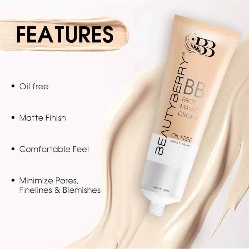 Beauty Berry BB Face Magic Cream Foundation – 60ml | Long Lasting, Matte Finish, Easily Blendable with Natural Coverage | Oil Free &amp; Lightweight BB Cream for Women (Ivory) thumbnail 2
