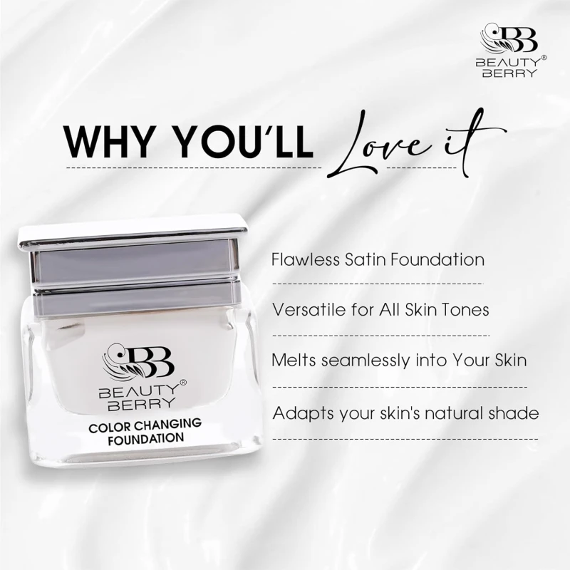 Beauty Berry Color Changing Foundation – 30g | Flawless Color Changing with Satin Finish, Makeup Base Moisturizing, Long Lasting Waterproof Foundation for Women thumbnail 3