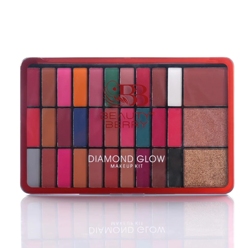 Beauty Berry Diamond Glow Makeup and Eyeshadow Kit | 30 Highly Pigmented Matte Eyeshadows with 2 Highlighters and 1 Blusher | Easily Blendable &amp; Long Wearing Eyeshadow Palette (Shade - 02) thumbnail 3