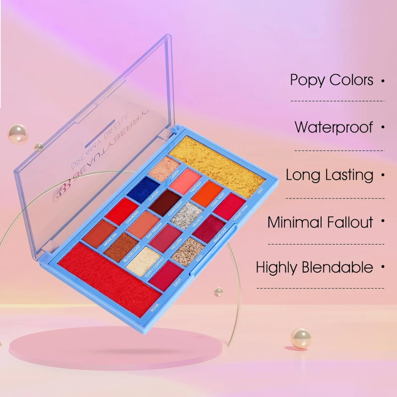 Beauty Berry Dreamy Dazzle Makeup and Eyeshadow Palette with Matte, Shimmer &amp; Glitter Shades | Easy to Blend, Highly Pigmented Eyeshadow | Long Wearing Eyeshadow Palette for Eye Makeup (Shade - 02, 40g) - Thumbnail 3