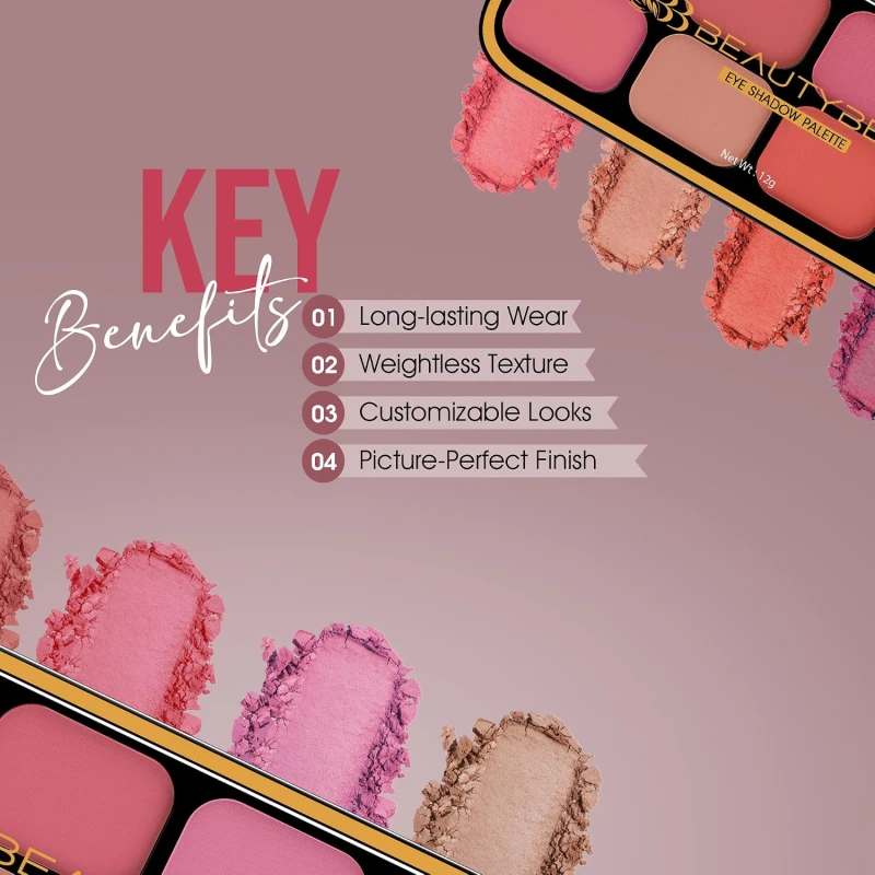 Beauty Berry Matte Eyeshadow &amp; Blusher Palette | 8 Highly Pigmented &amp; Blendable Shades | One Swipe Application, Lightweight &amp; Long Wearing Eyeshadow Palette for Eye Makeup (Shade - 02) thumbnail 3