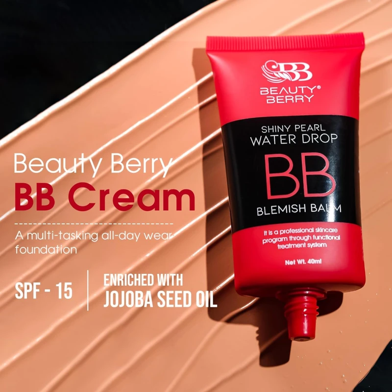 Beauty Berry Shiny Pearl Waterdrop Blemish Balm BB Foundation with SPF-15 | Lightweight &amp; Non-Greasy Long Lasting Foundation Cream Enriched with Jojoba Seed Oil b-10 thumbnail 4