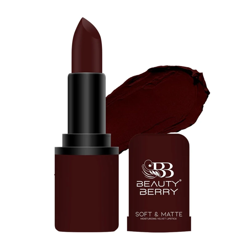 Beauty Berry Soft &amp; Matte Lipstick | Moisturizing &amp; Non Drying Formula with Velvet Matte Finish | Highly Pigmented and Lightweight Lipstick for Women (Raisin, 4g) - Thumbnail 2
