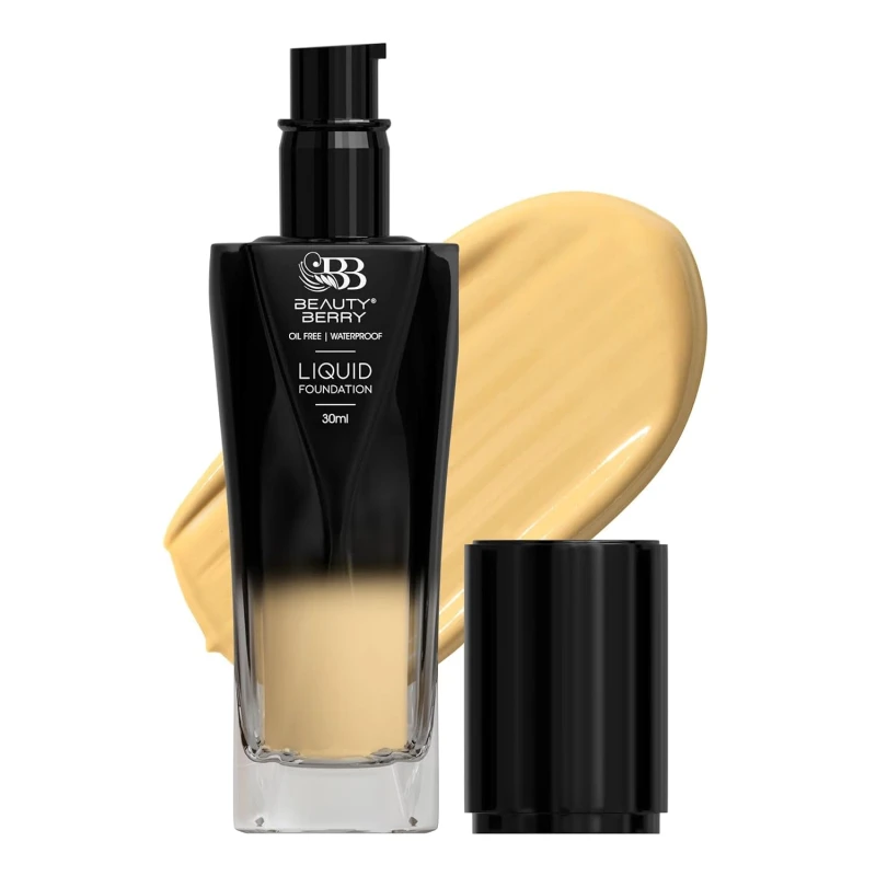 Beauty Berry Soft Moisturizing Liquid Foundation for Women – Oil Free Waterproof Matte Finish Foundation | Lightweight Buildable Coverage Face Makeup with Silky Texture &amp; 6 Shades | 30ml (Natural Beige) - Thumbnail 4