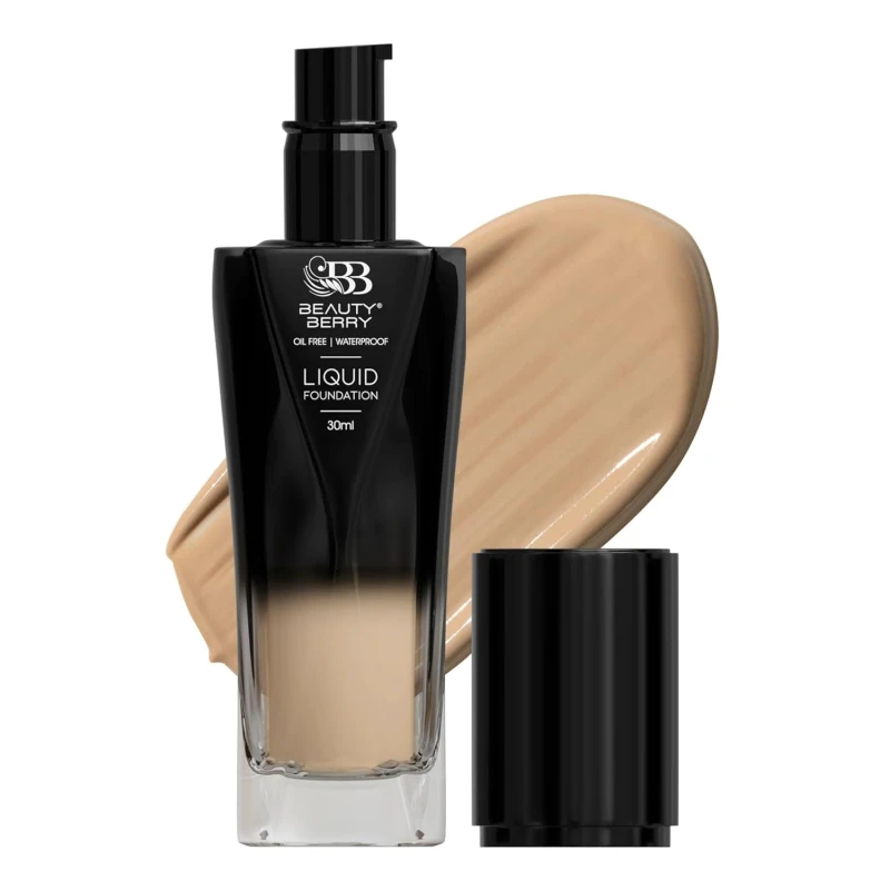Beauty Berry Soft Moisturizing Liquid Foundation for Women – Oil Free Waterproof Matte Finish Foundation | Lightweight Buildable Coverage Face Makeup with Silky Texture &amp; 6 Shades | 30ml (Natural Nude) thumbnail 4