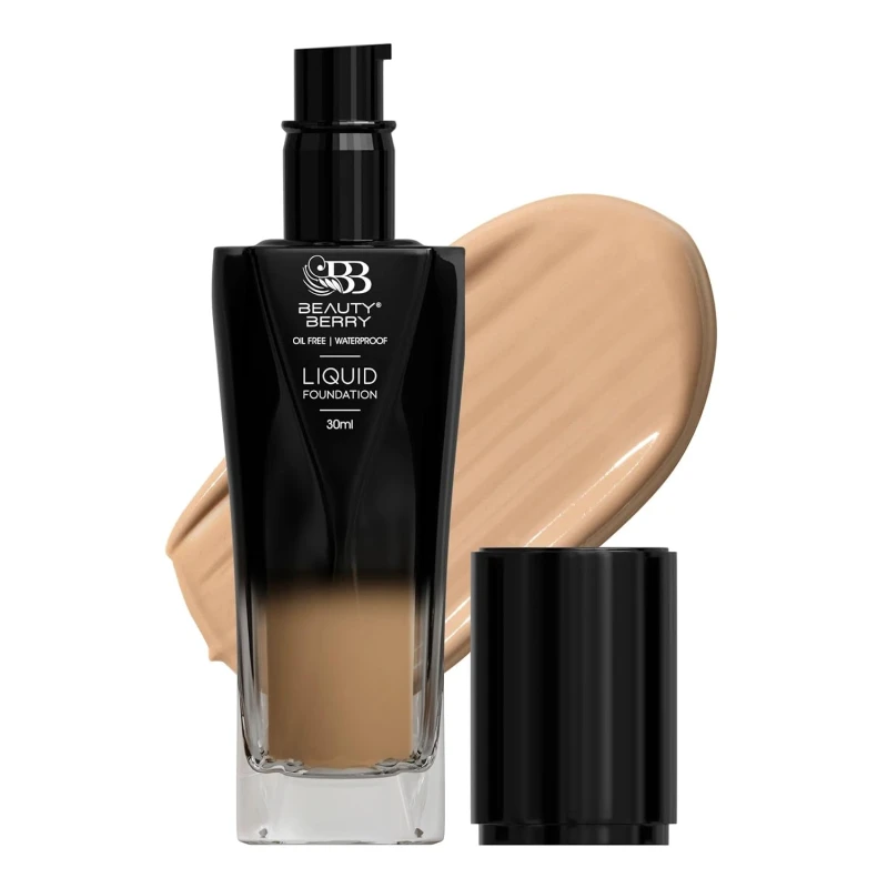 Beauty Berry Soft Moisturizing Liquid Foundation for Women – Oil Free Waterproof Matte Finish Foundation | Lightweight Buildable Coverage Face Makeup with Silky Texture &amp; 6 Shades | 30ml (White Ivory) thumbnail 2