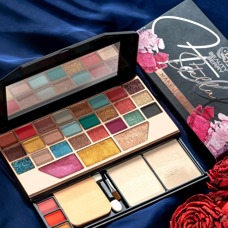 BEAUTY BERRY STELL MAKEUP KIT WITH 24 EYESHADOWS &amp; 3 HIGHLIGHTER AND 2 BLUSHER AND 2 COMPACT POWDER WITH MAKEUP BUFF &amp; BRUSH. (SHADE-01) thumbnail 3