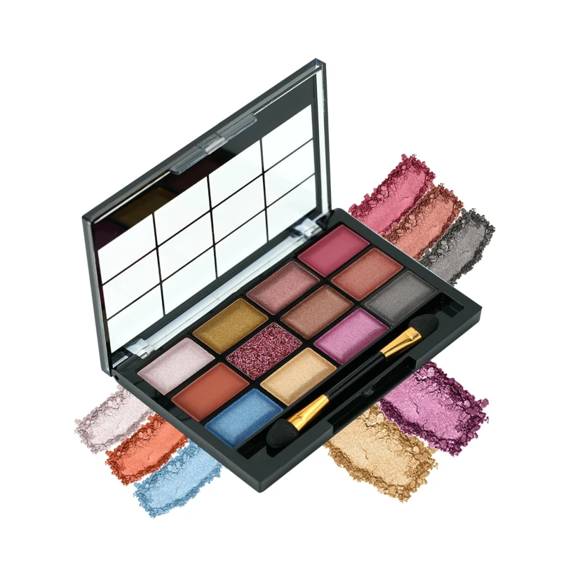 Colors Queen 12 Multicolor Eyeshadow Palette with Brush Applicator, Highly Pigmented, Matte &amp; Shimmer Finish, Long Lasting, Easy to Blend, 18g (Glam) thumbnail 2