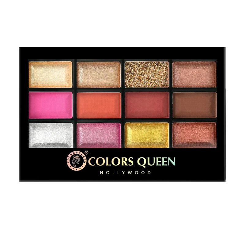 Colors Queen 12 Multicolor Eyeshadow Palette with Brush Applicator, Highly Pigmented, Matte &amp; Shimmer Finish, Long Lasting, Easy to Blend, 18g (Glam) thumbnail 3