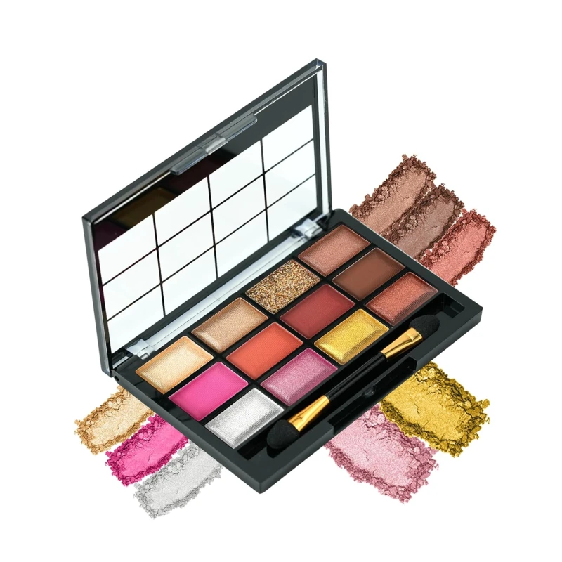 Colors Queen 12 Multicolor Eyeshadow Palette with Brush Applicator, Highly Pigmented, Matte &amp; Shimmer Finish, Long Lasting, Easy to Blend, 18g (Hollywood) thumbnail 2