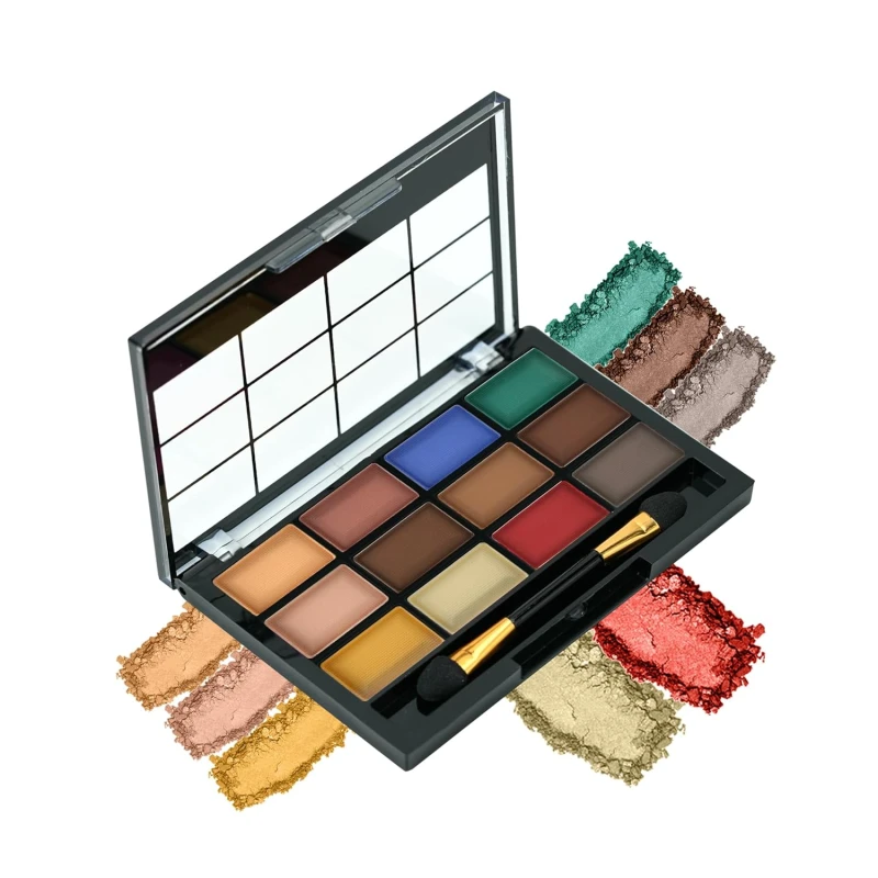 Colors Queen 12 Multicolor Eyeshadow Palette with Brush Applicator, Highly Pigmented, Matte &amp; Shimmer Finish, Long Lasting, Easy to Blend, 18g (Matte) thumbnail 2