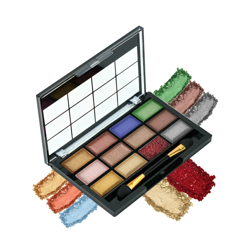 Colors Queen 12 Multicolor Eyeshadow Palette with Brush Applicator, Highly Pigmented, Matte &amp; Shimmer Finish, Long Lasting, Easy to Blend, 18g (Multicolor) - Thumbnail 2