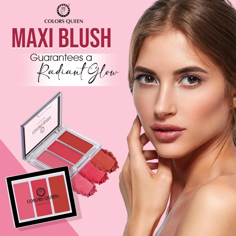 Colors Queen 3 Multicolor Maxi Blush | Lightweight Long Lasting Matte Blusher Palette | Highly Pigmented &amp; Blendable Shades, Silky Smooth Texture, Lightweight Blusher for Face Makeup (Shade - 01) thumbnail 2