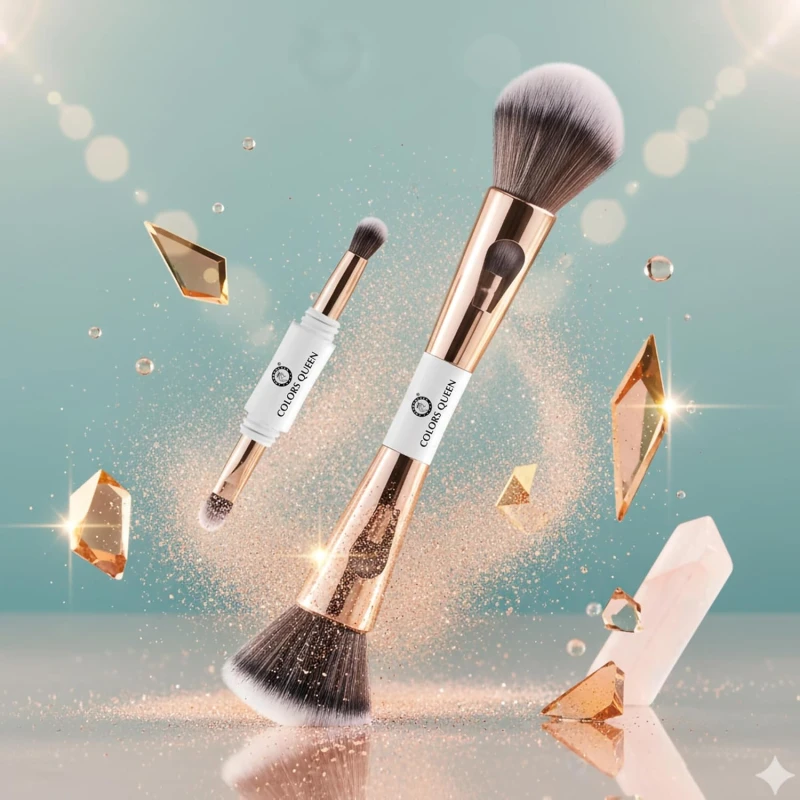 Colors Queen 4 in 1 Multifunctional Makeup Brush Set with Foundation Brush, Powder Brush, Eyeshadow Blending Brush &amp; Flat Brush | Feathery Soft Bristles Makeup Brushes for Women - Thumbnail 7