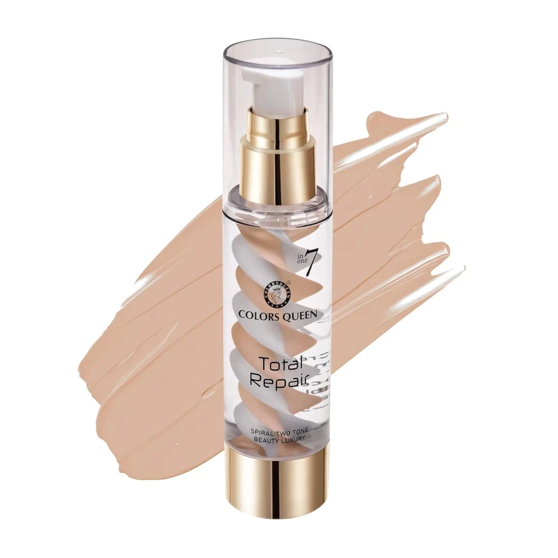 Colors Queen 7 in 1 Total Repair Liquid Foundation | Full Coverage, Oil Free Comes with Primer, Concealer, Moisturizer, CC Cream for Smooth and Radiant Skin | Foundation for Face Makeup (03 - Natural, 50g) thumbnail 7