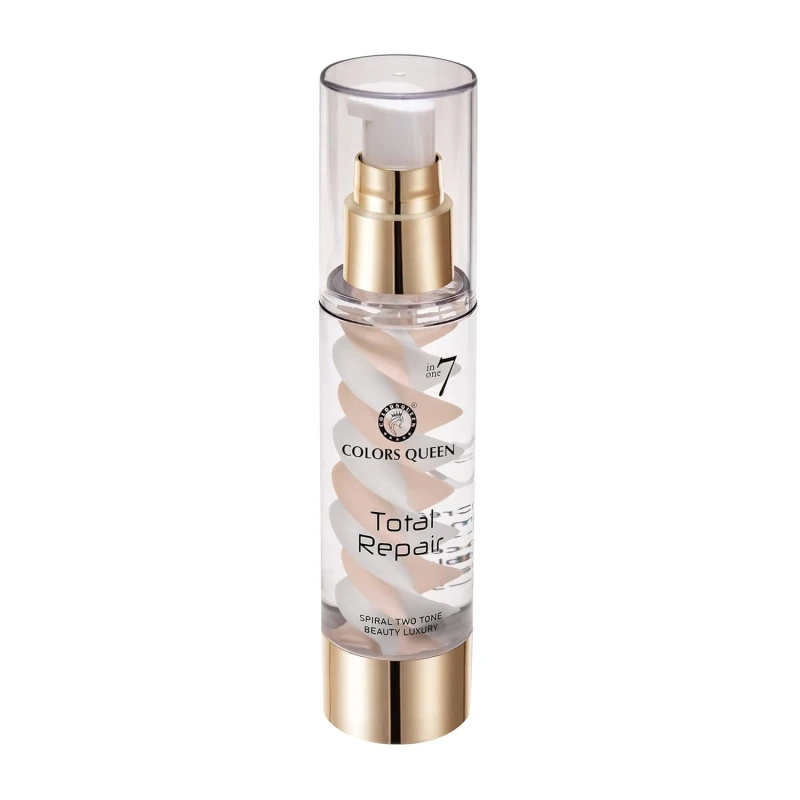 Colors Queen 7 in 1 Total Repair Liquid Foundation | Full Coverage, Oil Free Foundation Comes with Primer, Concealer, Moisturizer, CC Cream for Smooth and Radiant Skin | For Face Makeup (02 - Beige, 50g) - Thumbnail 6