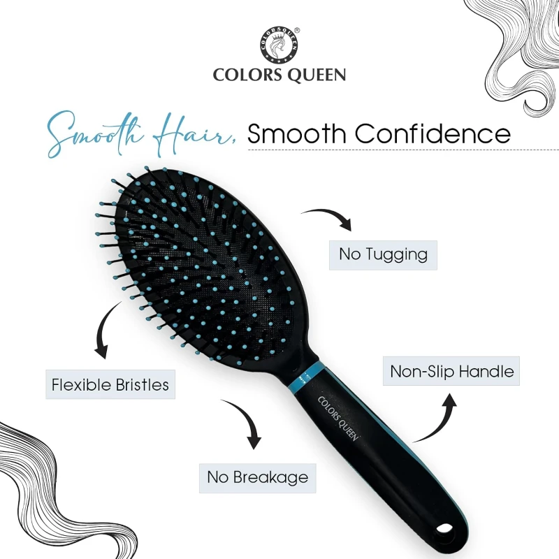 Colors Queen Big Paddle Hair Brush with Strong &amp; Flexible Bristles | Hair Brush for Men &amp; Women for Grooming, Straightening, Smoothing &amp; Detangling Hair - Thumbnail 6