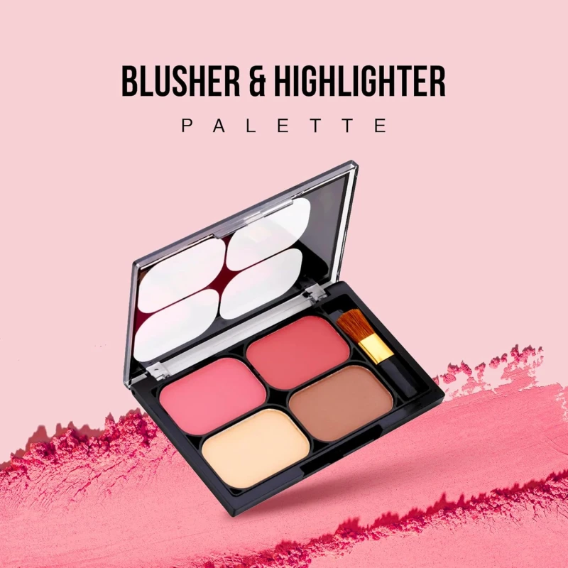 Colors Queen Blush and Highlighter Palette for Face Makeup | Matte Finish, Highly Pigmented &amp; Lightweight Silky Smooth Texture | Blusher and Highlighter Palette with Brush (Multicolor - 03) thumbnail 2