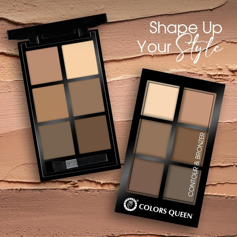 Colors Queen Contour &amp; Bronzer Palette | Matte Finish &amp; Long Lasting Formula | Easy to Blend, Creamy Texture, Lightweight Contour and Bronzer Palette for Face Makeup (Shade - 03, 17g) - Thumbnail 5