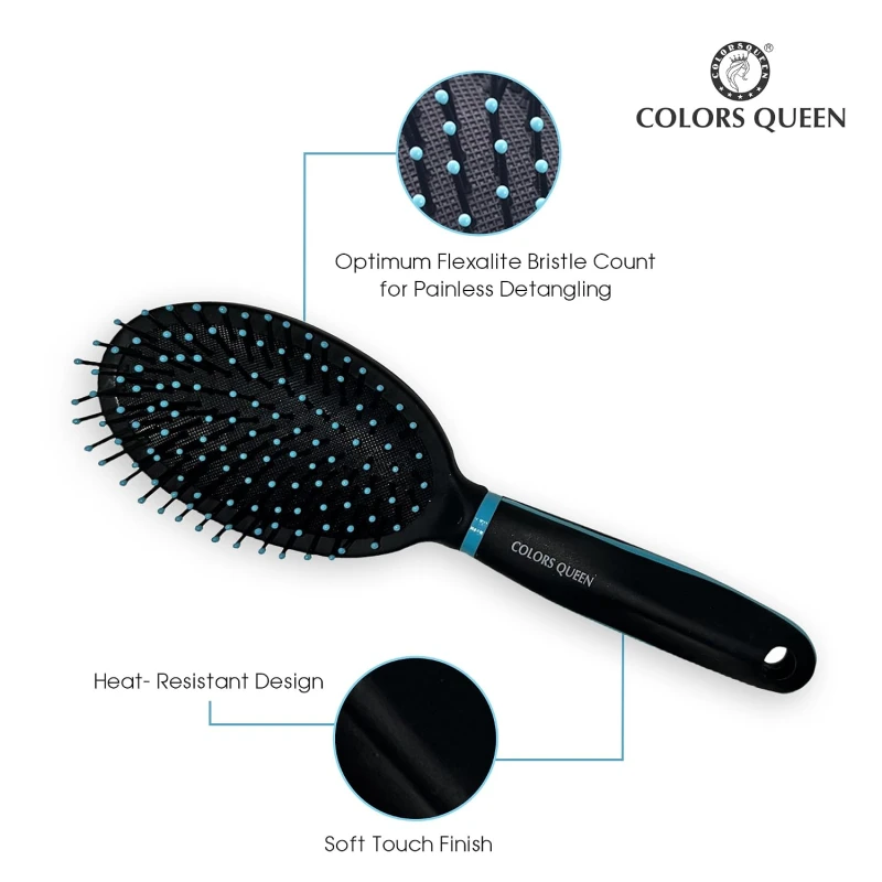 Colors Queen Cushion Hair Brush with Strong &amp; Flexible Bristles | Hair Brush for Men &amp; Women for Grooming, Straightening, Smoothing &amp; Detangling Hair - Thumbnail 4