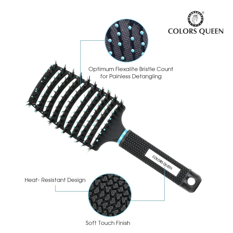 Colors Queen Detangler Hair Brush with Strong &amp; Flexible Bristles | Hair Brush for Men &amp; Women for Grooming, Straightening, Smoothing &amp; Detangling Hair (Detangler Brush) - Thumbnail 3