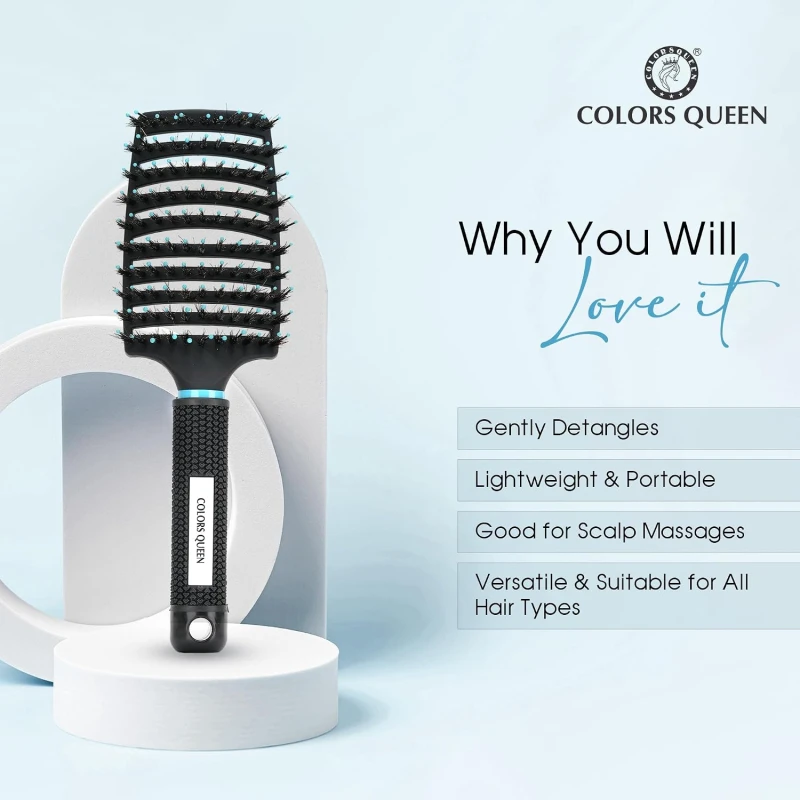 Colors Queen Detangler Hair Brush with Strong &amp; Flexible Bristles | Hair Brush for Men &amp; Women for Grooming, Straightening, Smoothing &amp; Detangling Hair (Detangler Brush) - Thumbnail 4