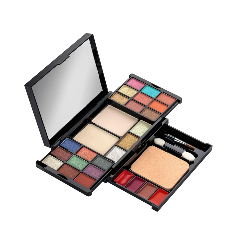 Colors Queen Eye See You Makeup Kit with 18 Shimmery Eyeshadows, 3 Highlighters, 2 Compact Powder, 2 Applicator and 1 Sponge | Eye, Face &amp; Lips Palette for Women (Multicolor-01, 29g) - Thumbnail 2