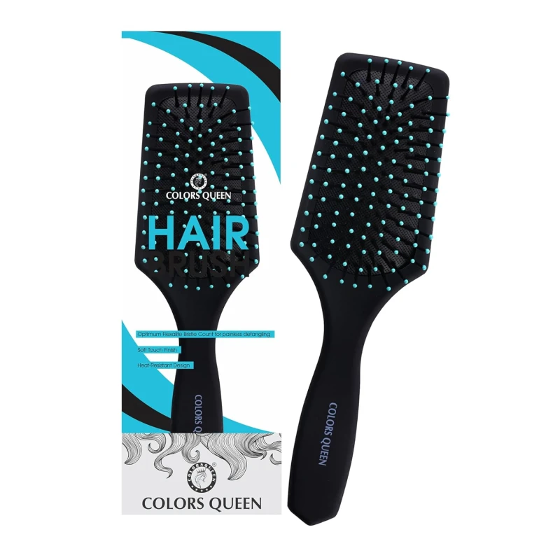 Colors Queen Flat Cushion Hair Brush with Strong &amp; Flexible Bristles | Hair Brush for Men &amp; Women for Grooming, Straightening, Smoothing &amp; Detangling Hair (Flat Cushion Brush) - Thumbnail 2