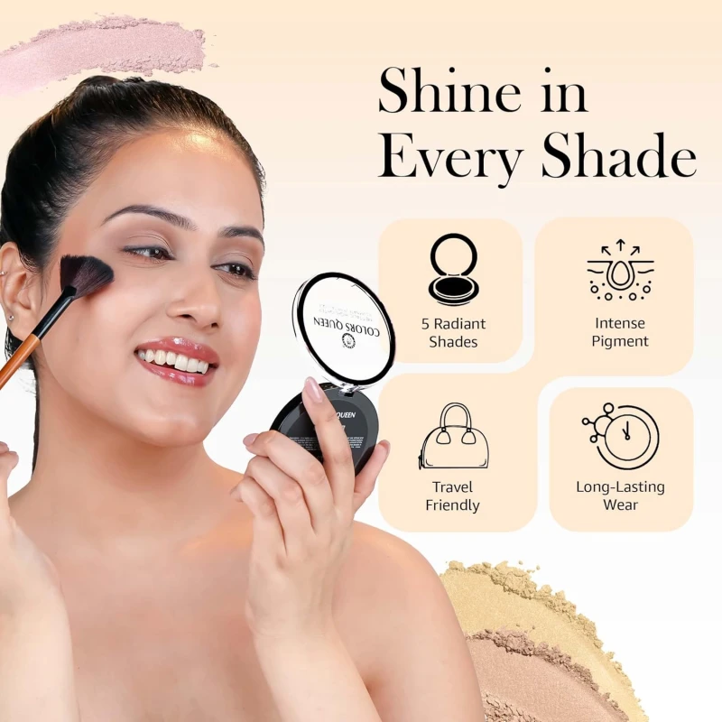 Colors Queen Master Chrome Metallic Highlighter | Long Lasting Illuminating Highlighter with Metallic Finish | Highly Pigmented, Lightweight Highlighter Palette for Face Makeup (05 - High Standards) thumbnail 3